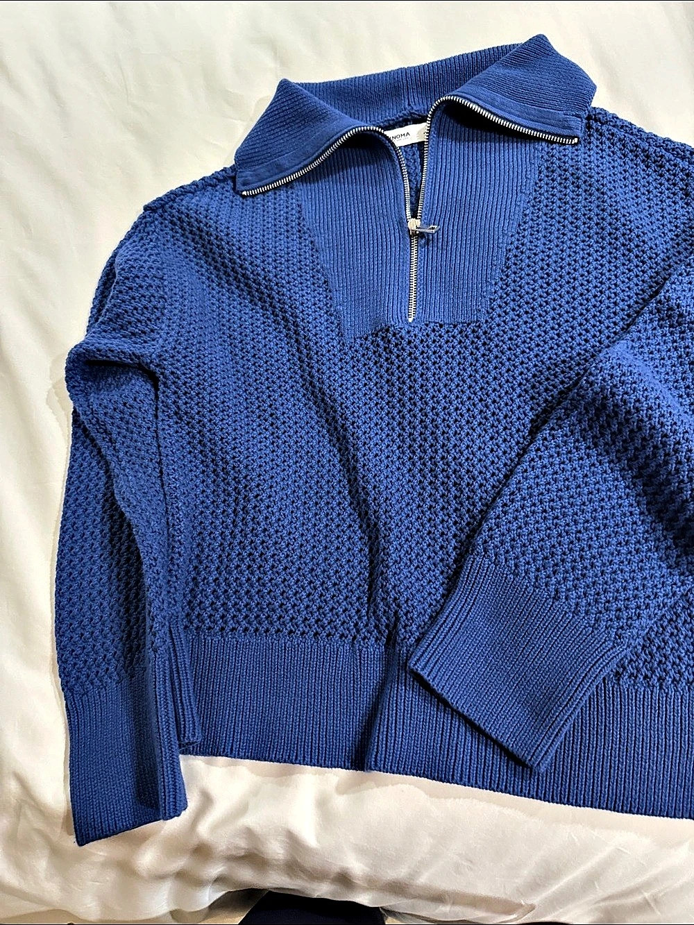 Sonoma Goods For Life Half-Zip Sweater in Blue Size Small Like New